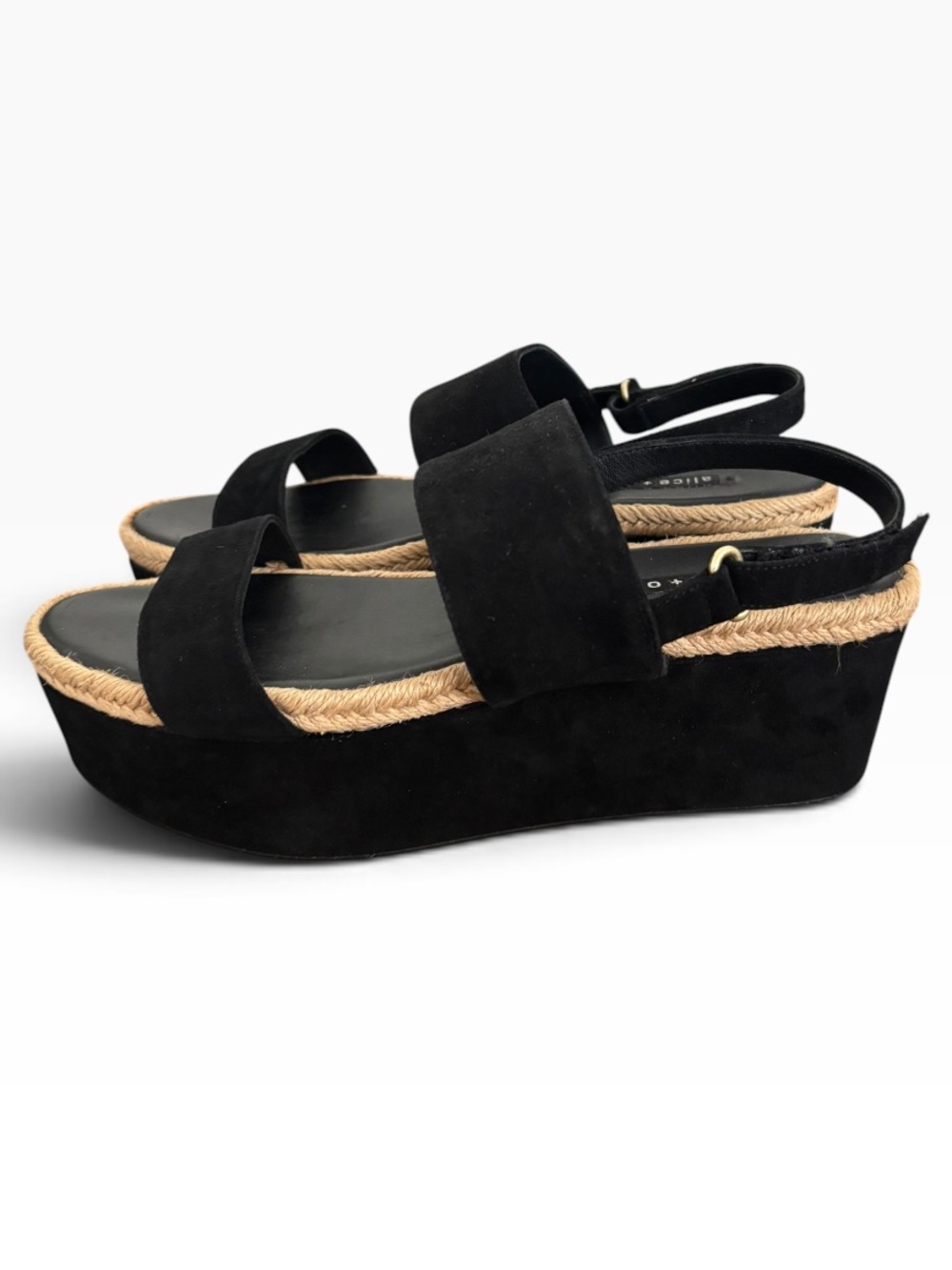 Alice + Olivia Suede Jute Platform Wedge Sandals - Size 39 - Picture 3 of 9